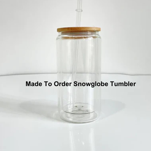 16oz Glass Snowglobe Tumbler